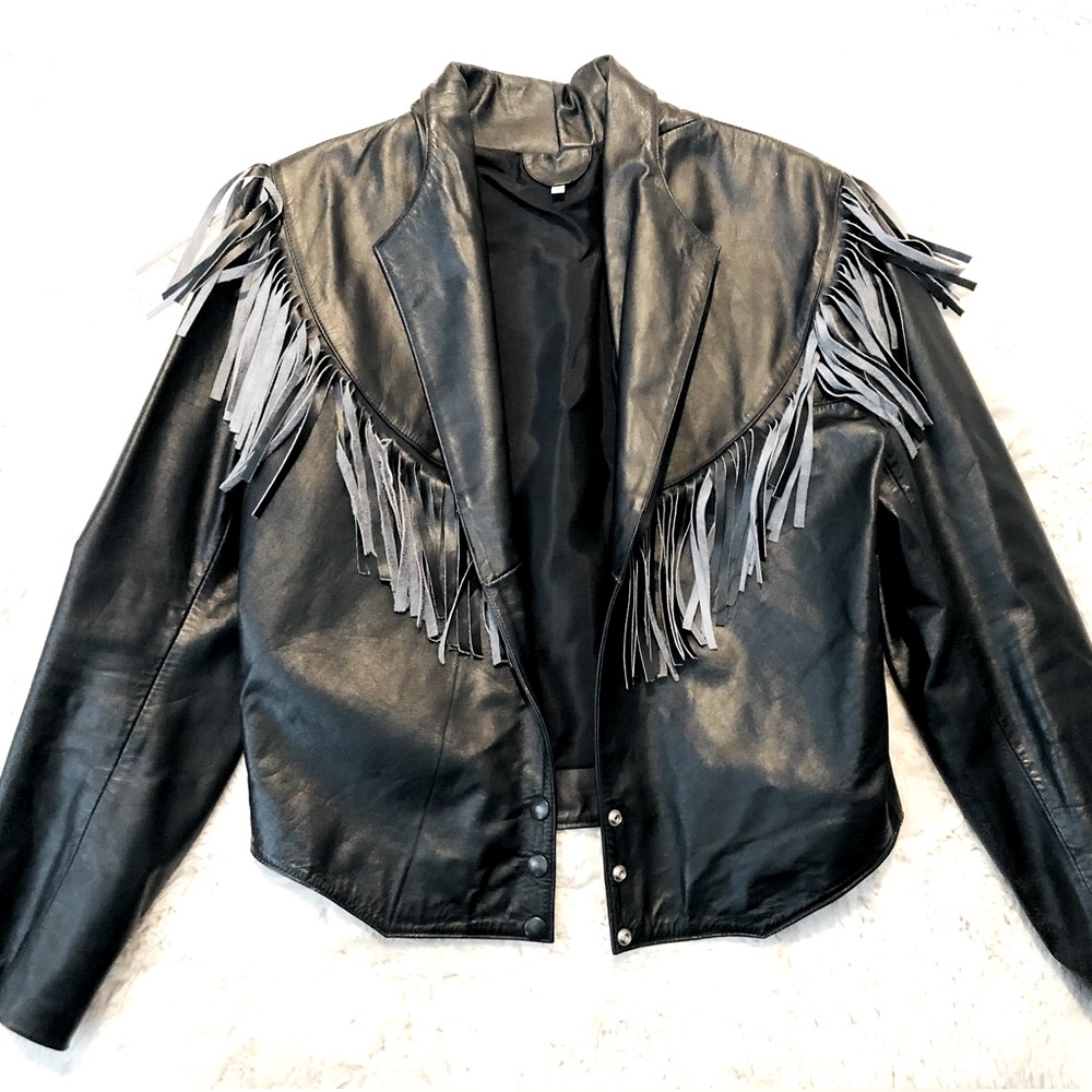 Fringe leather jacket